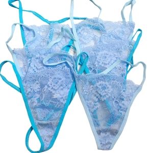 CHUNS New Light Blue Lace Thong Bundle Size Large New Without Tags 6 For $13